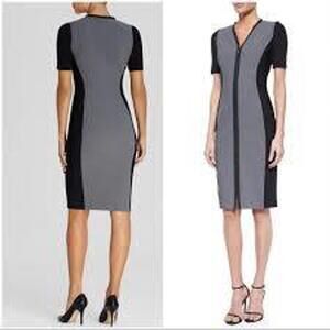 Elie Tahari Mila Zip-Front Sheath|Corporate Chic, Minimalist, Colorblock - US 2